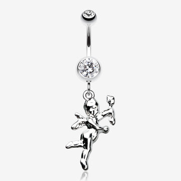 Cupids Love Belly Button Ring-Clear Gem